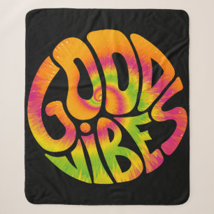 Cobertor Sherpa Boas vibrações citando. Tie dye psicedelic surreal