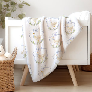 Cobertor Sherpa Bobo ganso Arco azul crista  Vintage chá de fralda