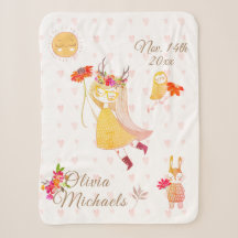 Boho Amor Menina Coruja Coelho Data Nome
