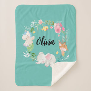 Cobertor Sherpa Boho animais florestais sherpa blankings