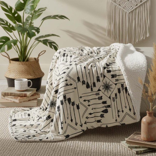 Cobertor Sherpa Boho Arrows e Sun V12 ID748 (Criador carregado)