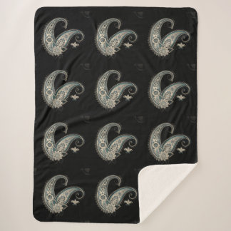 Cobertor Sherpa Boho Chic Paisley Seamless Pattern