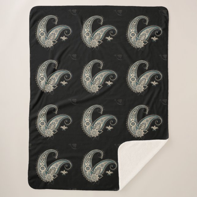 Cobertor Sherpa Boho Chic Paisley Seamless Pattern (Frente)