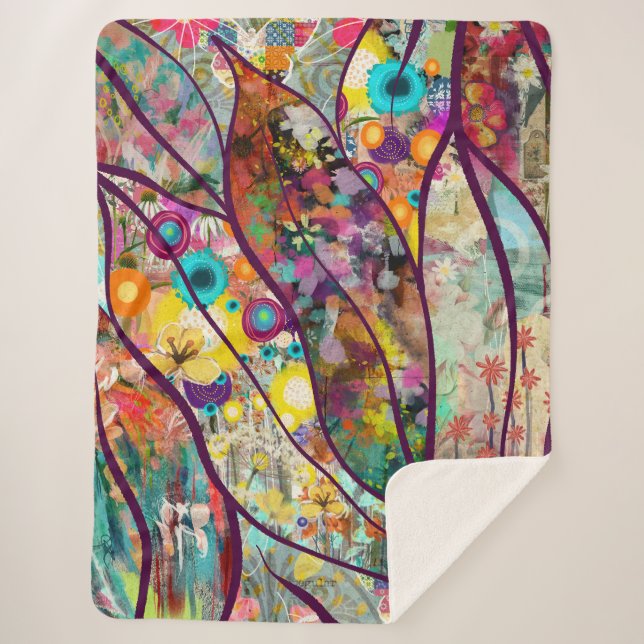 Cobertor Sherpa Boho Kaleidoscope - Arte Floral Inspirada pela Nat (Frente)