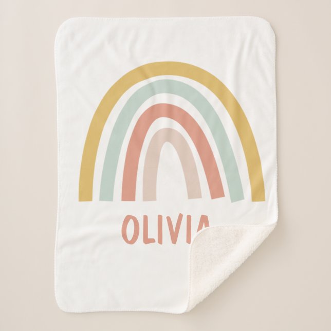 Cobertor Sherpa Boho Rainbow Kids Personalizados (Frente)