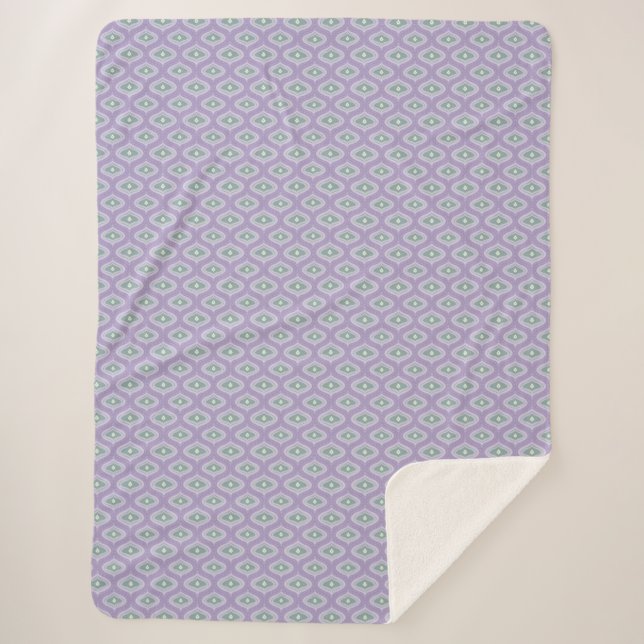 Cobertor Sherpa Boho Roxo e Verde Muitas Curvas (Frente)