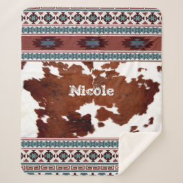 Cobertor Sherpa Boho South Western Cowhide Name
