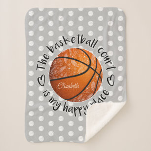 Cobertor Sherpa boho temático a quadra de basquete é o meu lugar f