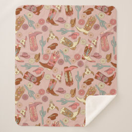 Cobertor Sherpa Boho Western Cowgirl Boots