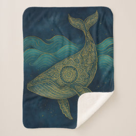 Cobertor Sherpa Boho Whale Mandala