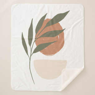 Cobertor Sherpa Boho Zen Botânico Minimalista