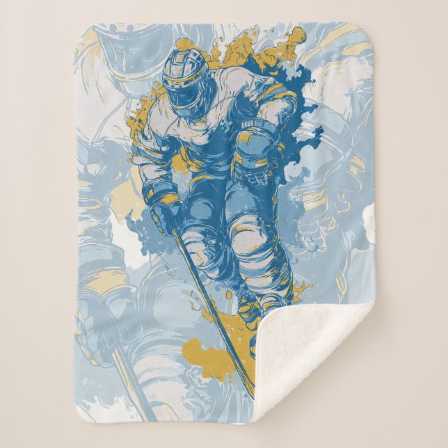 Cobertor Sherpa Bold Ice Hockey Mascot Winter Sports (Frente)