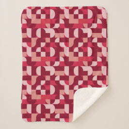 Cobertor Sherpa Bold Pink and Red Retro Geometric Pattern