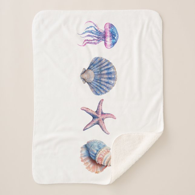 Cobertor Sherpa Boletim "Sonhos do Oceano" (Frente)