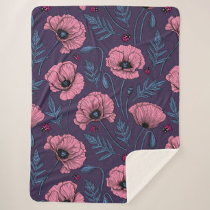 Cobertor Sherpa Bolhas cor-de-rosa com violeta escura