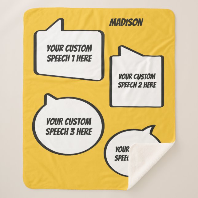 Cobertor Sherpa Bolhas de Voz Personalizadas, Texto e Cor (Frente)