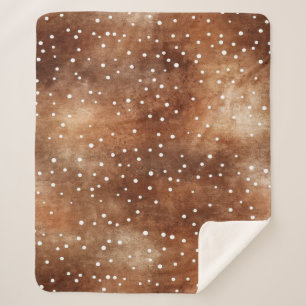 Cobertor Sherpa Bolinhas de aquarela em castanho e branco de café