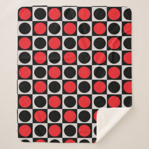 Cobertor Sherpa Bolinhas do Círculo Geométrico Vermelho Preto