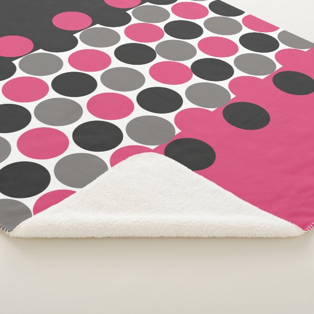 Cobertor Sherpa Bolinhas rosa e Cinza (3/4)