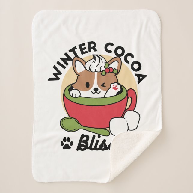 Cobertor Sherpa Bolsa de Cacau de inverno - Cachorro-Bonito em Des (Frente)