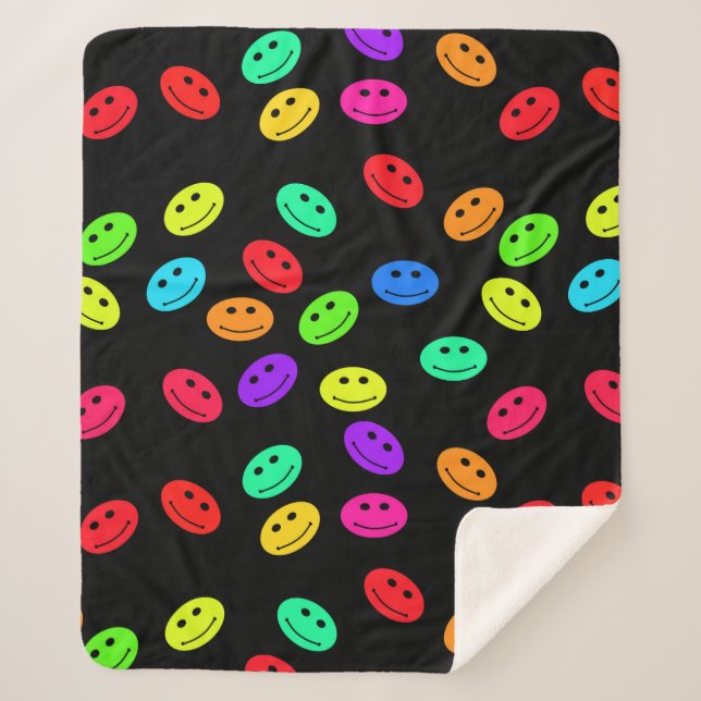 Cobertor Sherpa Bolsa de sherpa de rosto sorridente (Frente)