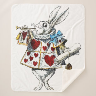 Cobertor Sherpa Bolsa do Coelho Branco Alice Wonderland Hearts