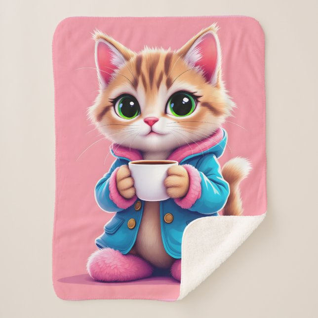 Cobertor Sherpa Bom dia Kitten (Frente)