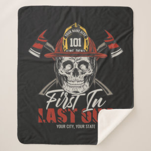 Cobertor Sherpa Bombeiro de NOME Personalizado Primeiro no Bombeir