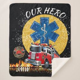 Cobertor Sherpa Bombeiro EMS embrulhado no amor Sherpa Blanket