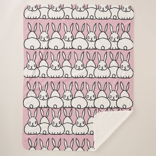 Cobertor Sherpa Boneco cor-de-rosa bonito - Fleece - Sherpa (Frente)