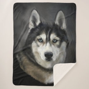 Cobertor Sherpa Bonita Siberian Husky Sherpa Blanket