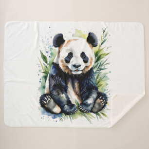 Cobertor Sherpa Bonita Watercolor Panda Bear