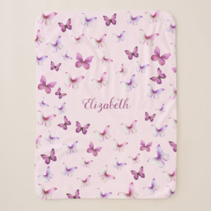 Cobertor Sherpa Bonito borboleta rosa e roxa