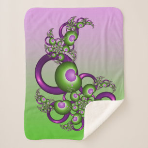 Cobertor Sherpa Bonito Corações Verdes Rosa Moderno Abstrato Fract