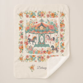 Cobertor Sherpa Bonito Monograma Personalizado de Carrossel Horse 