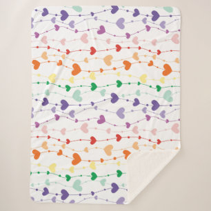 Cobertor Sherpa Bonito Rainbow Hearts Pattern Kids