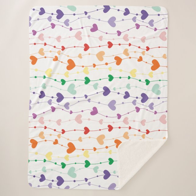 Cobertor Sherpa Bonito Rainbow Hearts Pattern Kids (Frente)