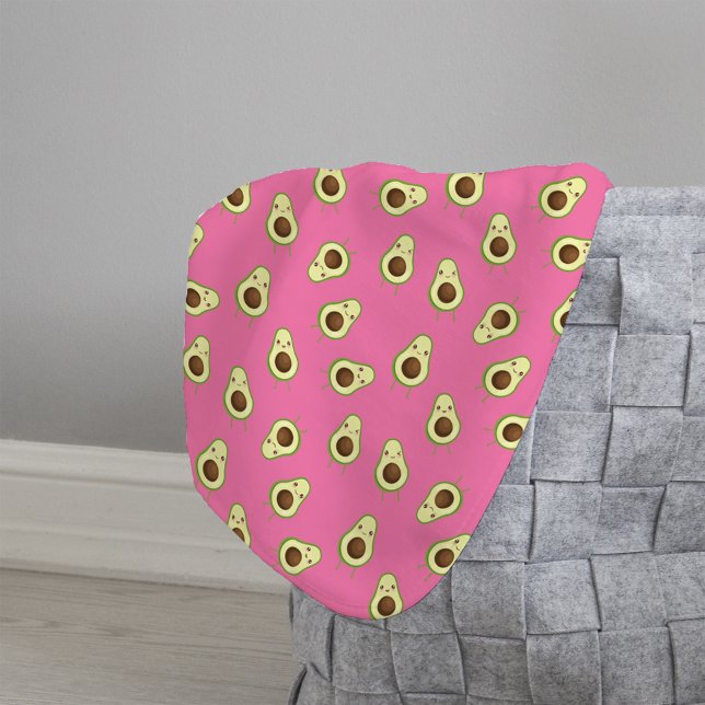 Cobertor Sherpa Bonito sorriso Kawaii Avocado Padrão (Criador carregado)
