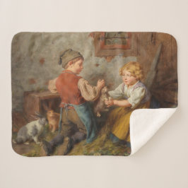 Cobertor Sherpa Bons Amigos (Jovens Brincando Com Coelho De Pet)