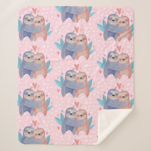 Cobertor Sherpa Bons Sloths No Amor (Frente)