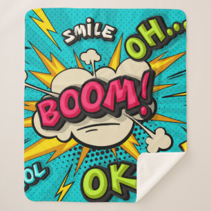Cobertor Sherpa Boom a bolha da nuvem de pop. Sorria, uau, pow, le