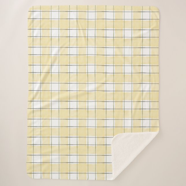 Cobertor Sherpa Borboleta Amarelo Xadrez Estimulada Aniversário (Frente)