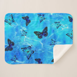 Cobertor Sherpa Borboleta Azul