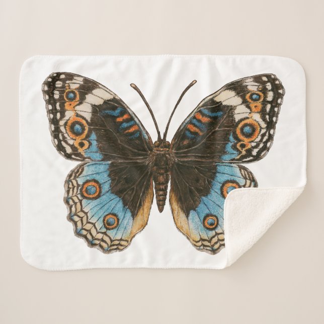 Cobertor Sherpa Borboleta Azul Pansy (Frente (Horizontal))