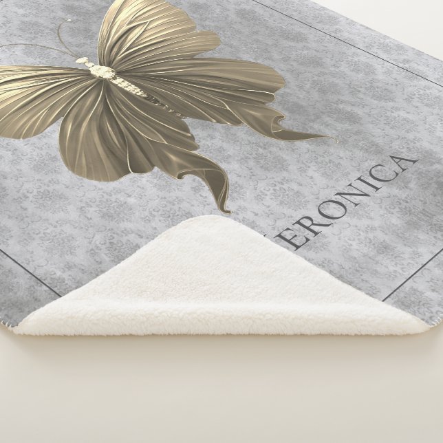 Cobertor Sherpa Borboleta Dourada (3/4)