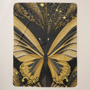 Cobertor Sherpa Borboleta em Preto