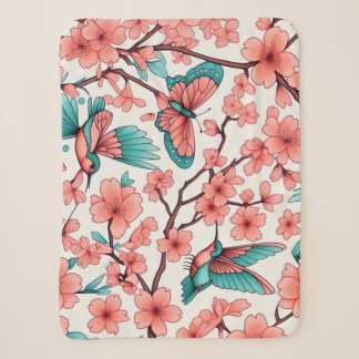 Cobertor Sherpa Borboleta Floral Rosa