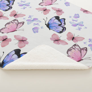 Cobertor Sherpa Borboleta Kid's Cottagecore Aconchegante