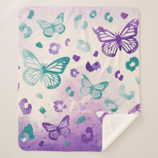 Cobertor Sherpa Borboleta Leopardo Branco