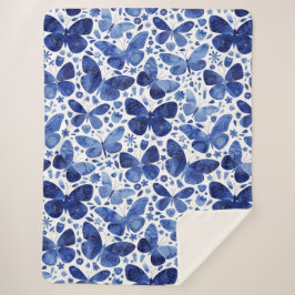Cobertor Sherpa Borboletas Aquarela Azul